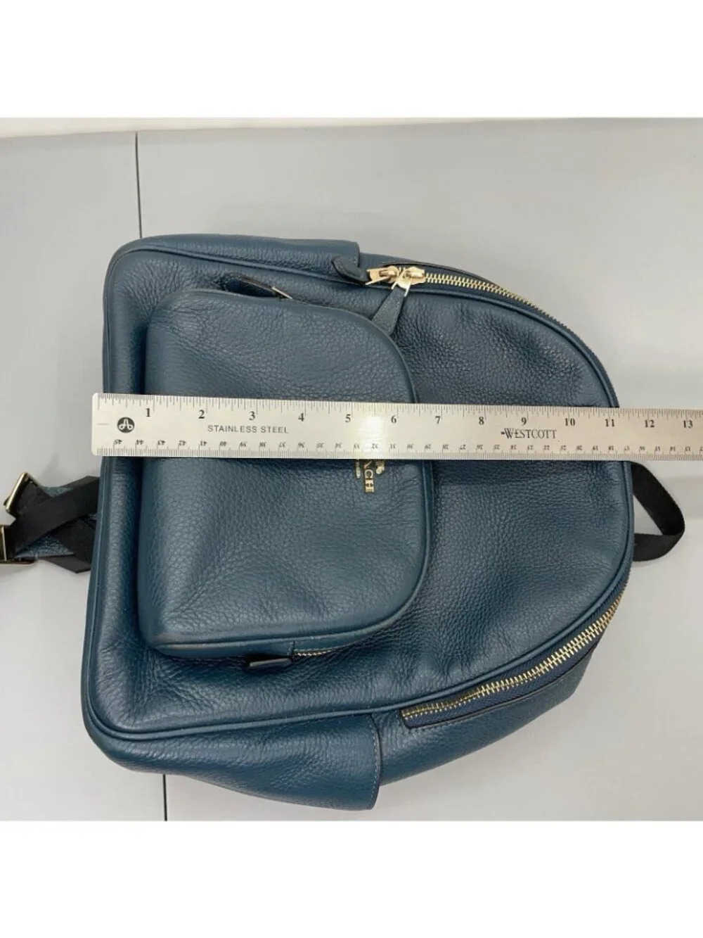 Coach Court Backpack Bag Pebbled Leather Zip 5666 Teal Green